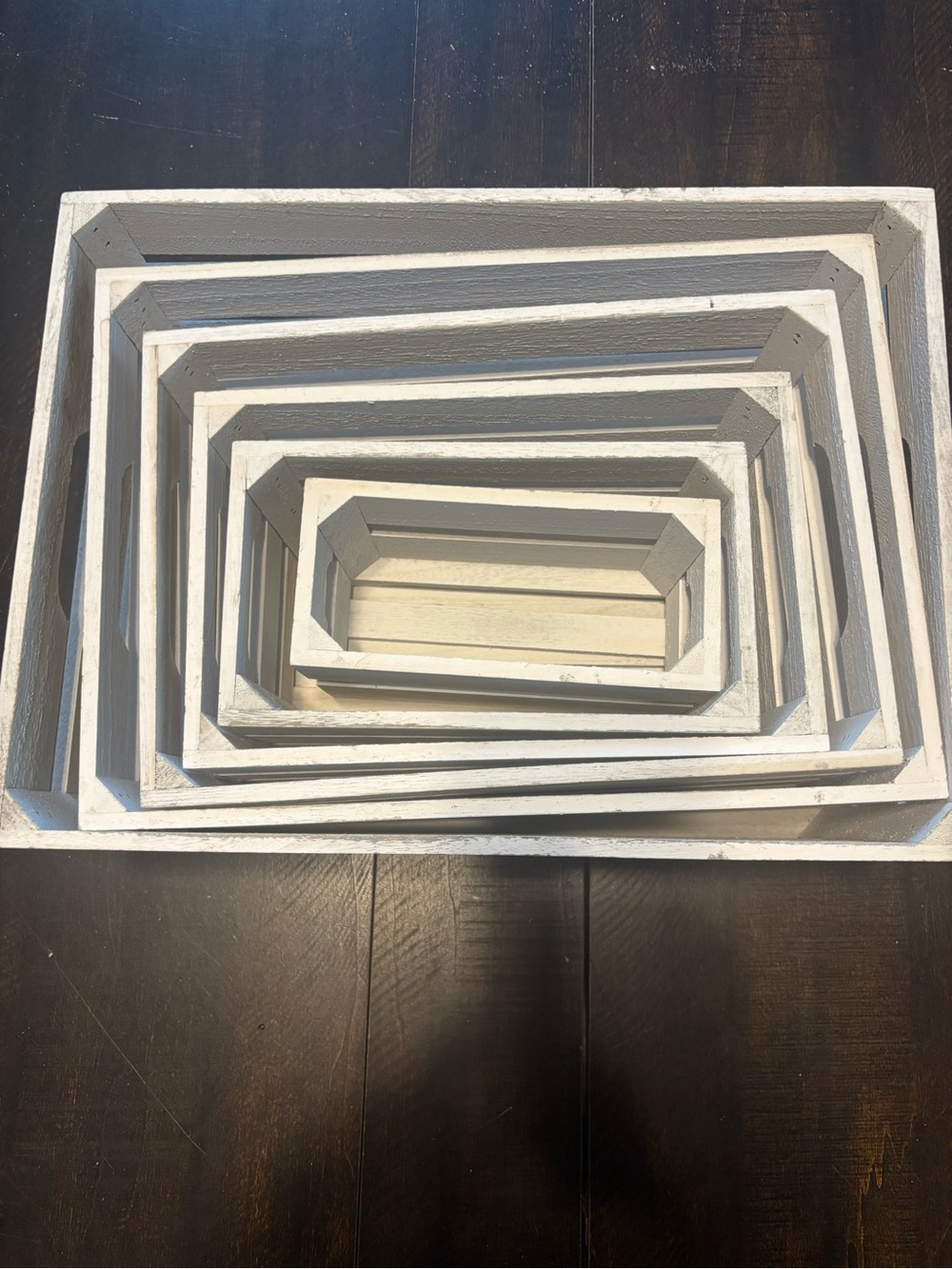 White Nested Wooden Tray Set - Home Bath